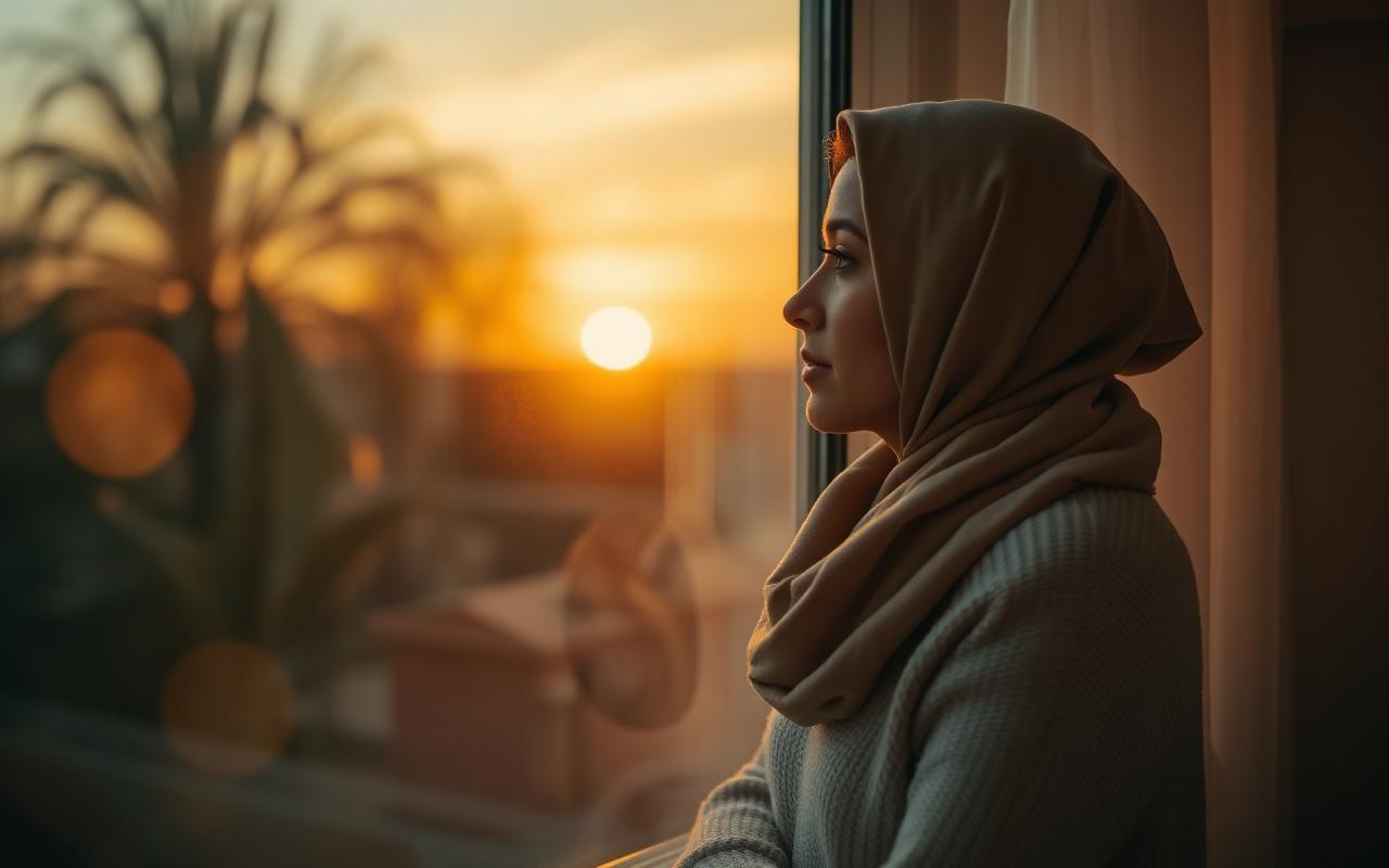A woman watching a hopeful sunrise, symbolizing recovery and the future of care